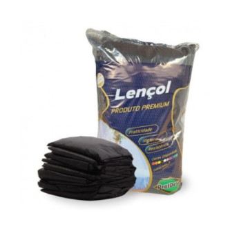 Lençol 2,1M X 0,90M 20g Com elástico 10UN - Preto
