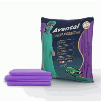 Avental Descartável Manga Longa 20g Lilás- Pacote com 10 un.